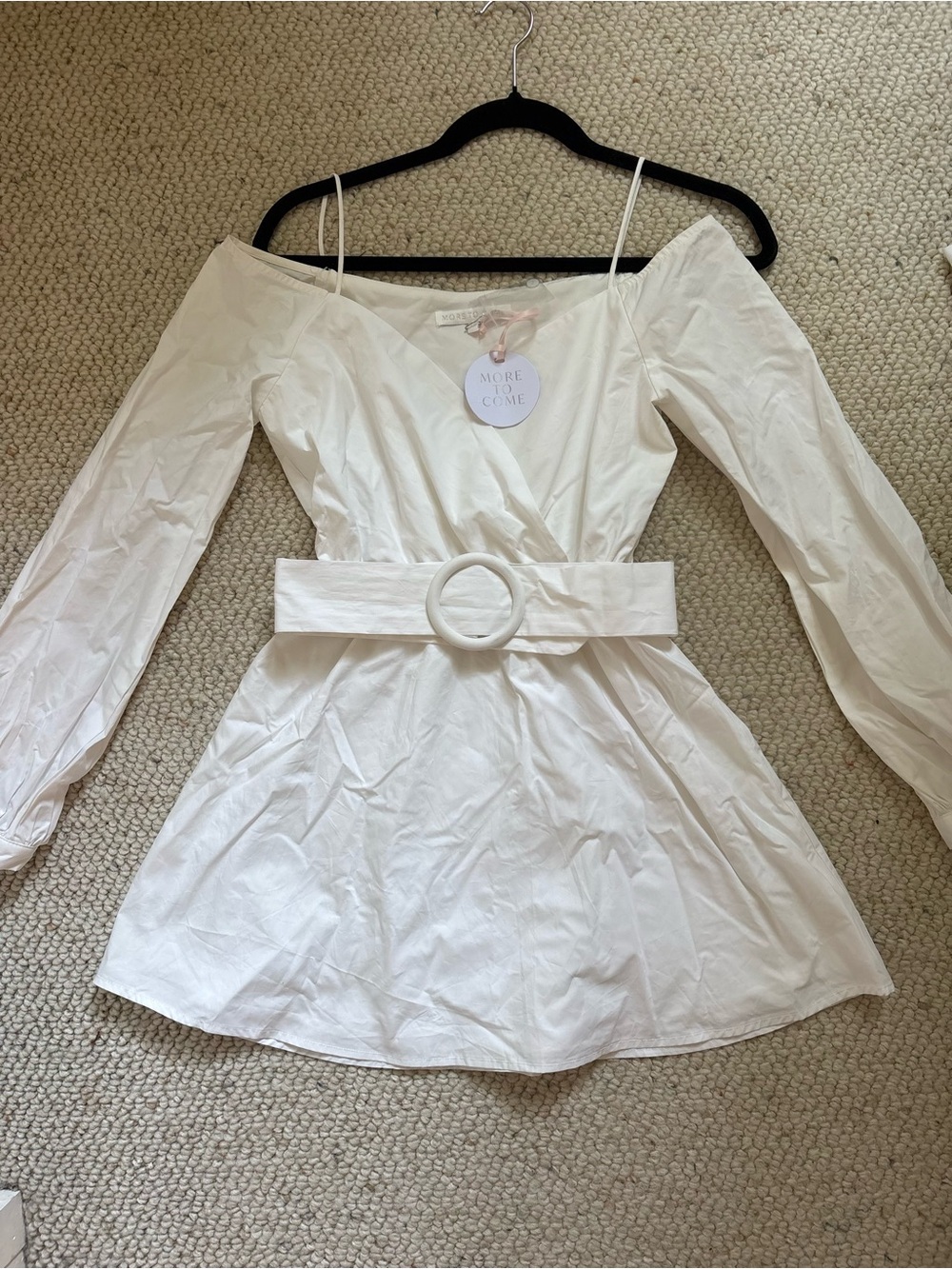 Revolve brand- White Long Sleeve Belted mini dress